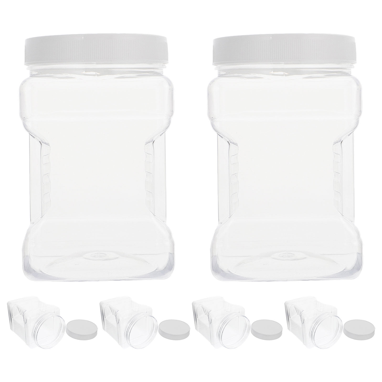 Food Storage Square Containers - 6 Potes Transparentes Quadrados de Plástico