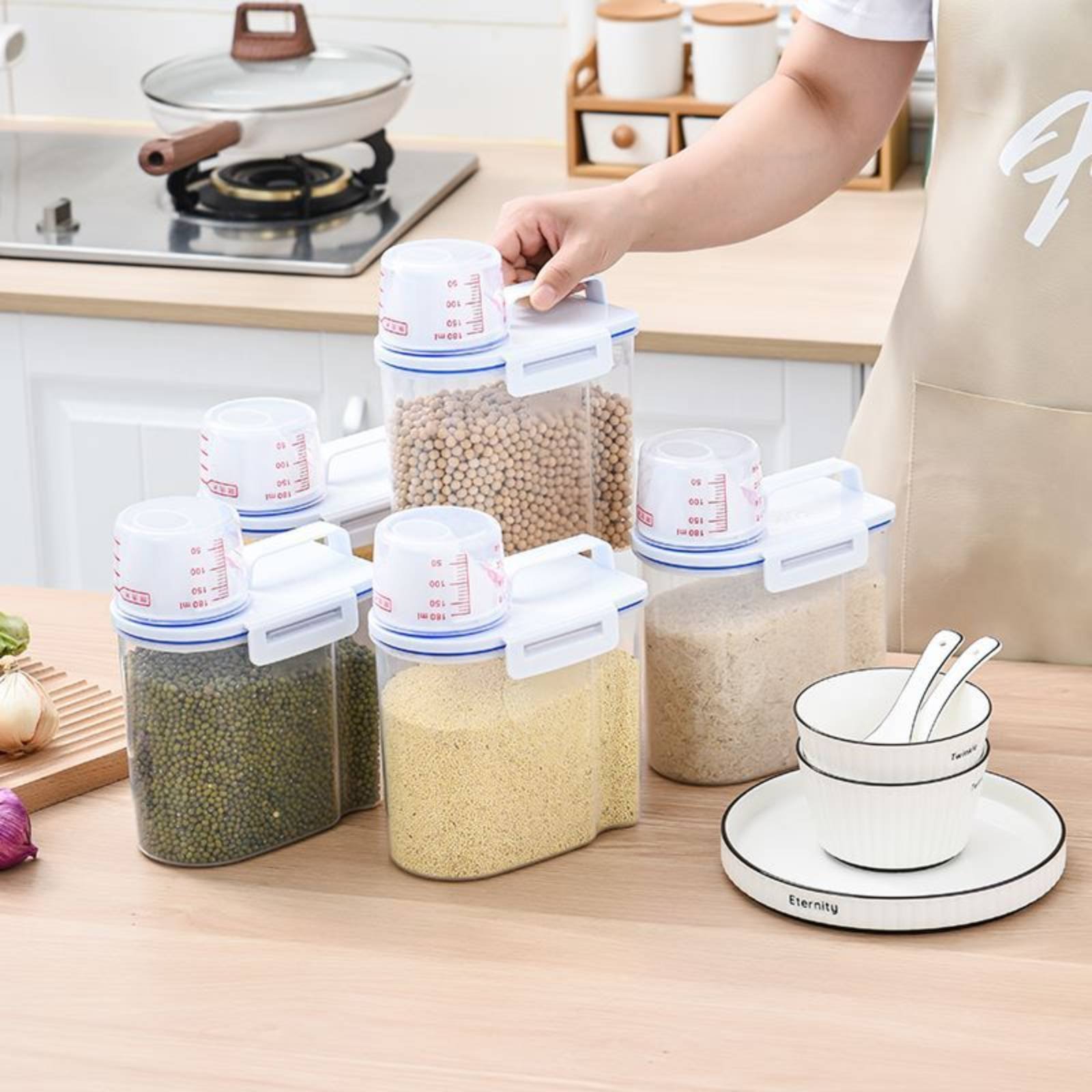 Food Storage Safe - Dispensador de Arroz Seguro com Medidor,