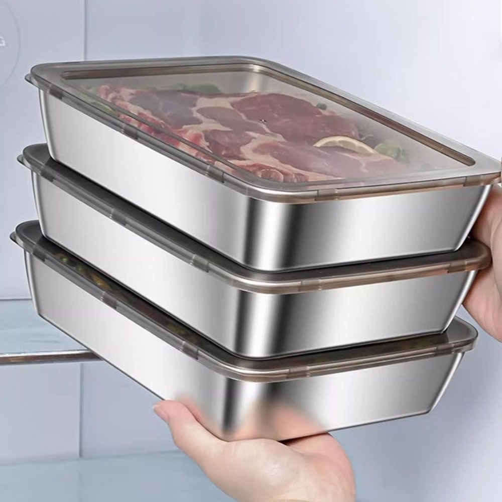 Food Storage Square Containers - Bandeja de Servir em Aço Inoxidável