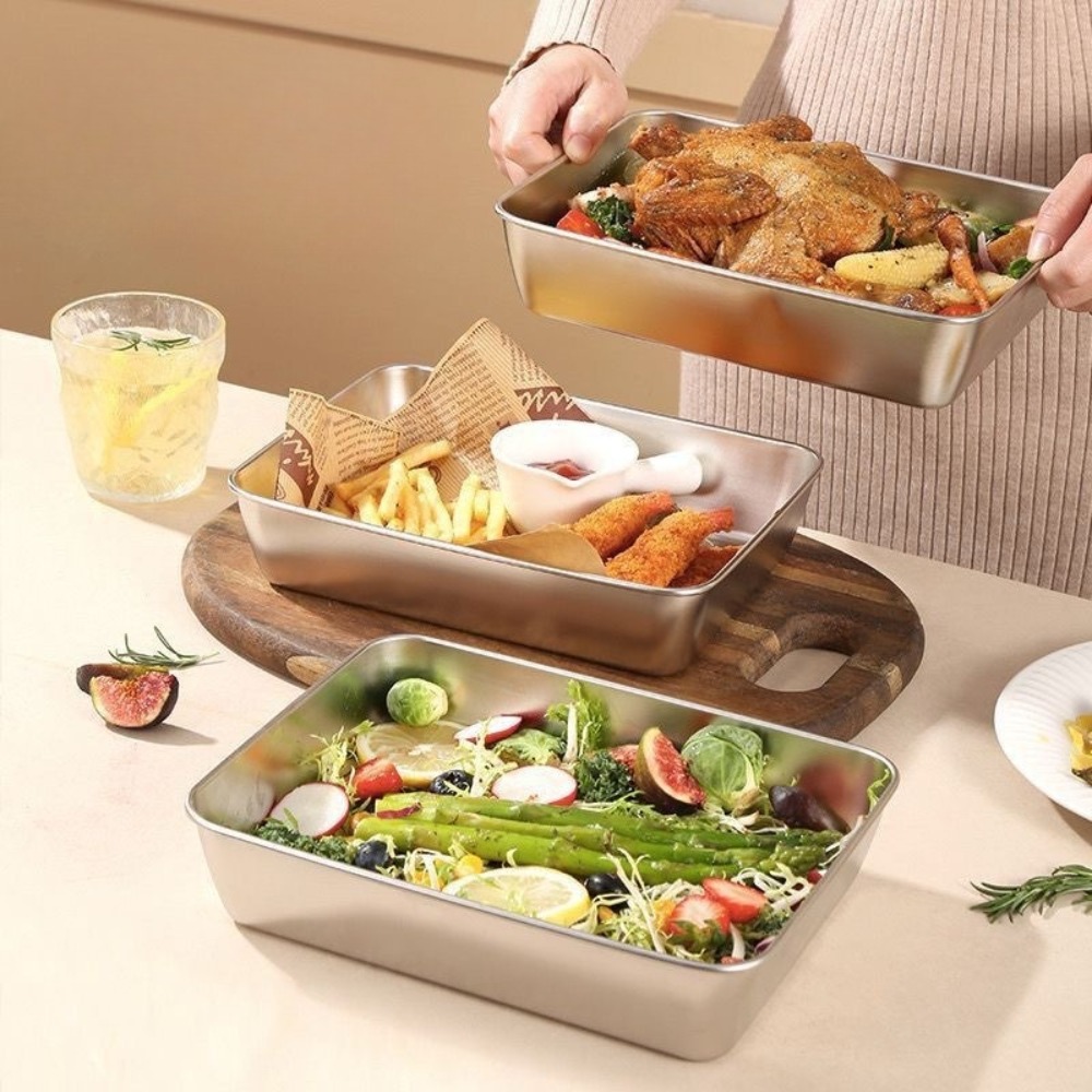 Bandeja de Servir em Aço Inoxi - Food Storage Square Containers avaliação e preço