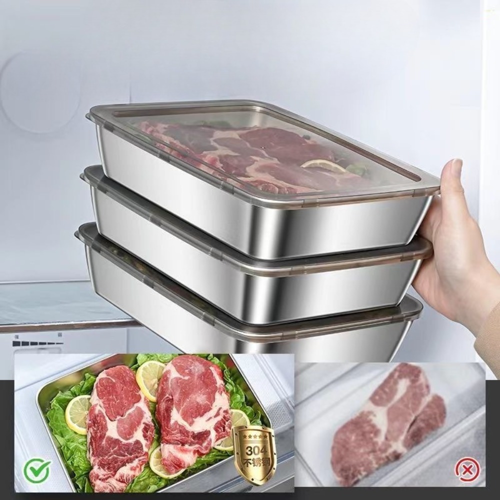Bandeja de Servir em Aço Inoxi - Food Storage Square Containers avaliação e preço